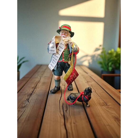 Clothtique By Possible Dreams Santa With Dog Dachshund - Picture 1 of 4